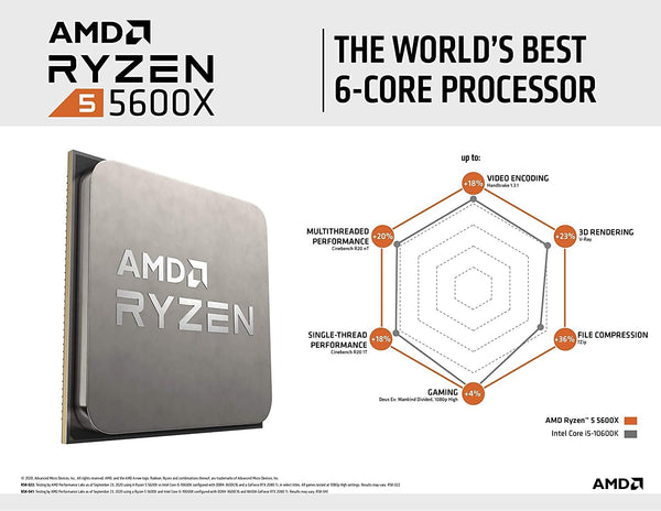 AMD Ryzen 5 5600X 3.7 GHz 6-Core 12-Thread Unlocked Processor