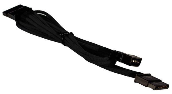 Black 4-pin Molex to 2 x SATA Cable Power Cord Premium Sleeved Braided Adapter