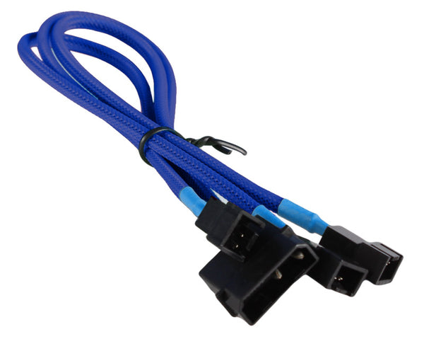 Dark Blue Molex 4-pin to Triple 3 Pin 12V Splitter PC Case Computer Cooling Fan Cable Cord Adapter