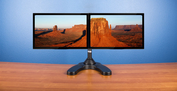 MonMount Curved Dual LCD Freestanding Monitor Stand Up to 27-Inch Screens, Black