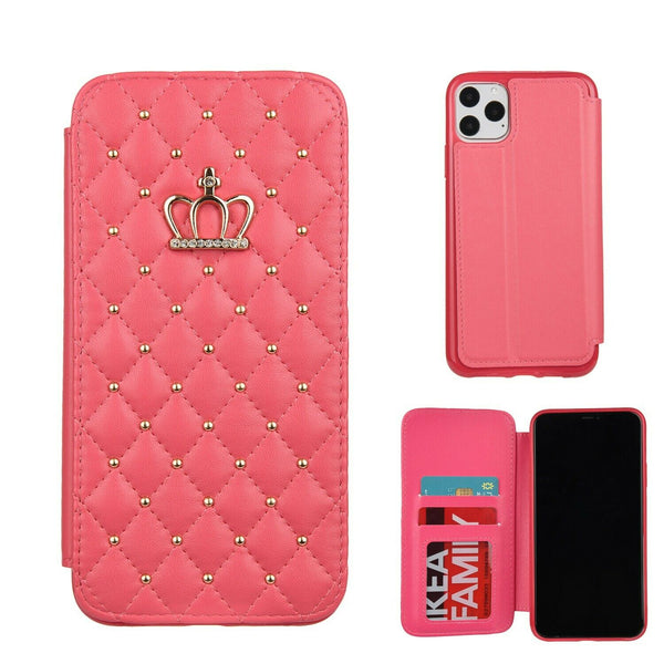 Lux Crown Emblem Phone Case w/ Card Holder Flip Card Stand for iPhone 12/12 Pro / 12 Pro Max / 11/11 Pro / 11 Pro Max